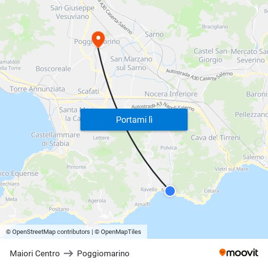 Maiori Centro to Poggiomarino map
