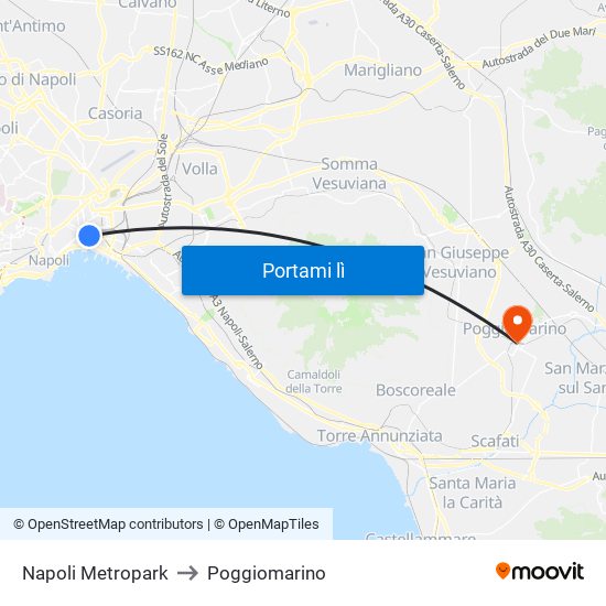 Napoli Metropark to Poggiomarino map