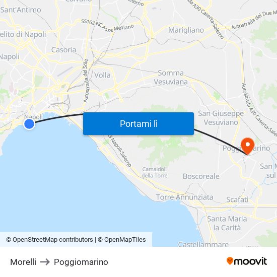 Morelli to Poggiomarino map