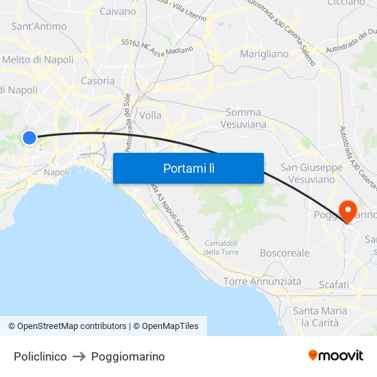 Policlinico to Poggiomarino map