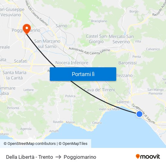 Della Libertà - Trento to Poggiomarino map