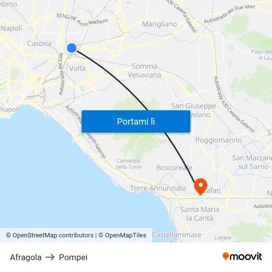 Afragola to Pompei map