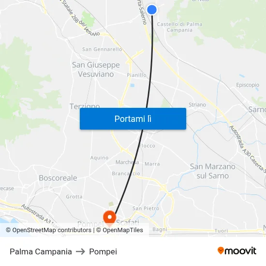 Palma Campania to Pompei map