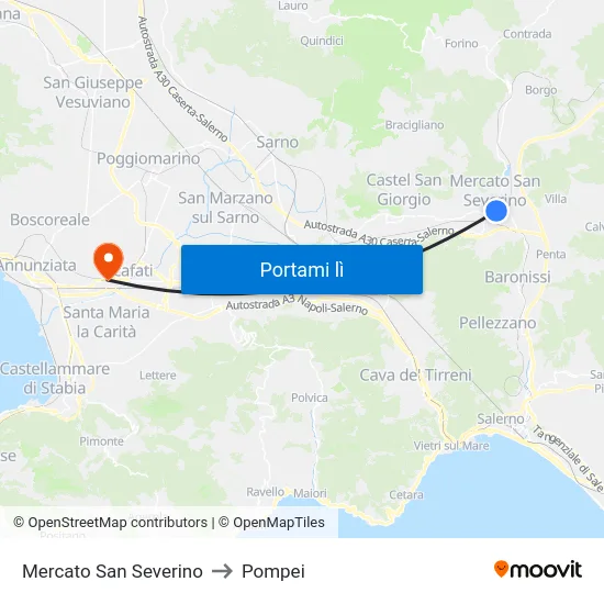 Mercato San Severino to Pompei map