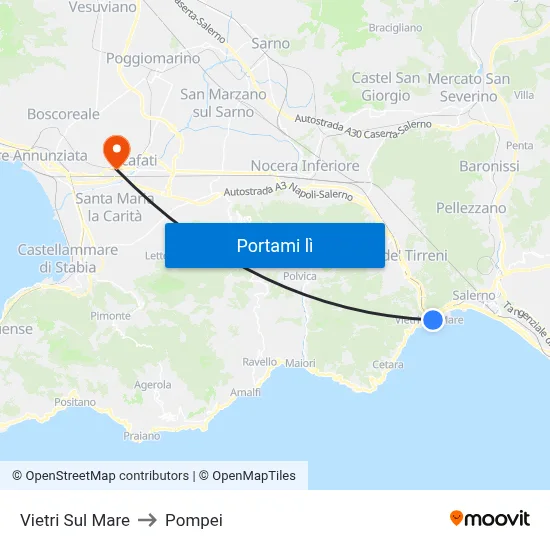 Vietri Sul Mare to Pompei map