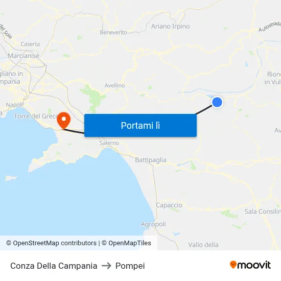 Conza Della Campania to Pompei map