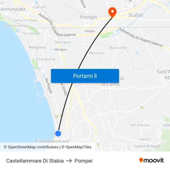 Castellammare Di Stabia to Pompei map