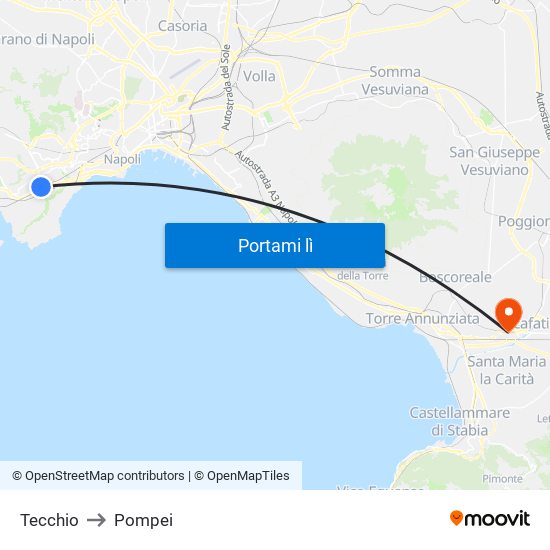 Tecchio to Pompei map