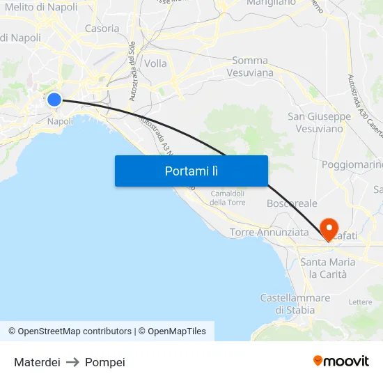Materdei to Pompei map