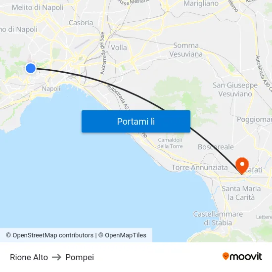 Rione Alto to Pompei map