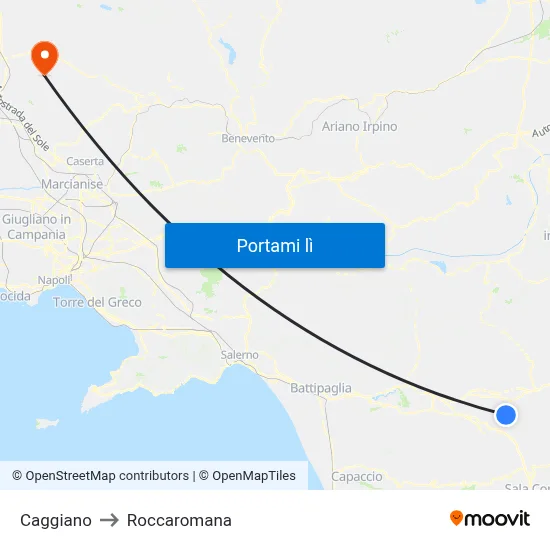 Caggiano to Roccaromana map