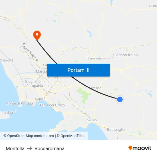 Montella to Roccaromana map