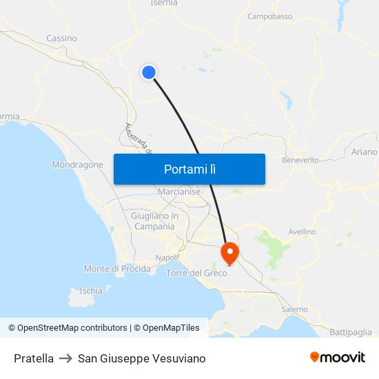 Pratella to San Giuseppe Vesuviano map