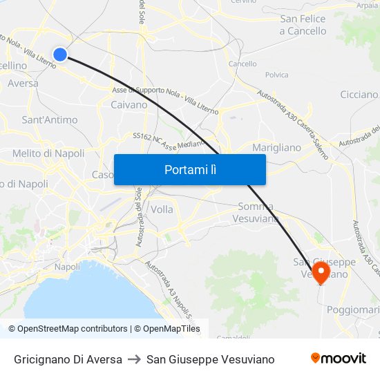 Gricignano Di Aversa to San Giuseppe Vesuviano map