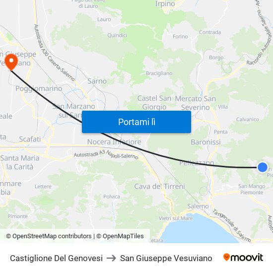 Castiglione Del Genovesi to San Giuseppe Vesuviano map