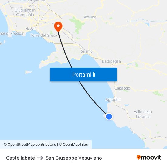 Castellabate to San Giuseppe Vesuviano map