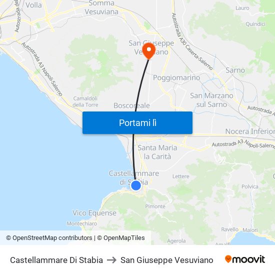 Castellammare Di Stabia to San Giuseppe Vesuviano map