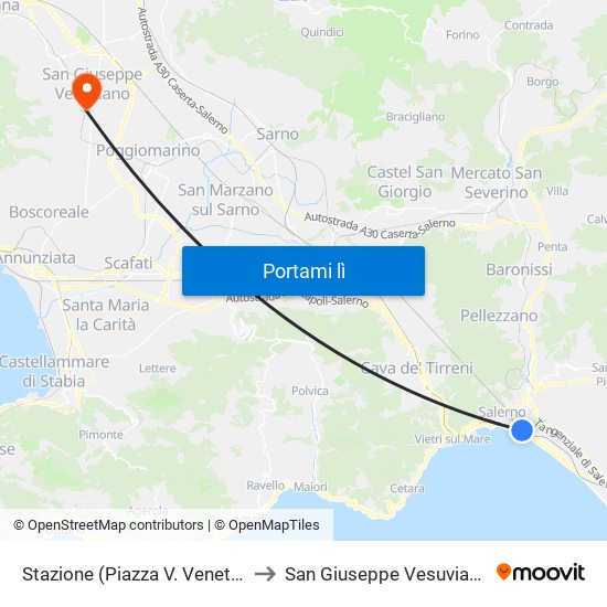 Stazione (Piazza V. Veneto) to San Giuseppe Vesuviano map