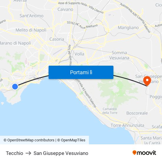 Tecchio to San Giuseppe Vesuviano map