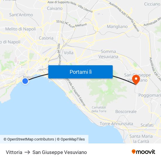 Vittoria to San Giuseppe Vesuviano map