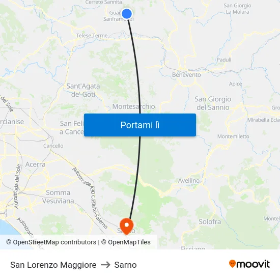 San Lorenzo Maggiore to Sarno map