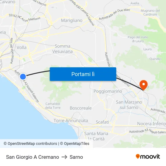 San Giorgio A Cremano to Sarno map