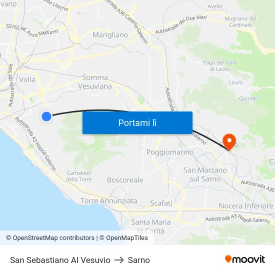 San Sebastiano Al Vesuvio to Sarno map