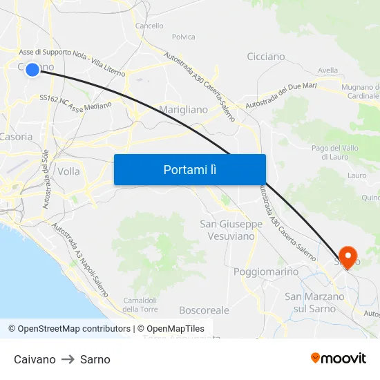 Caivano to Sarno map