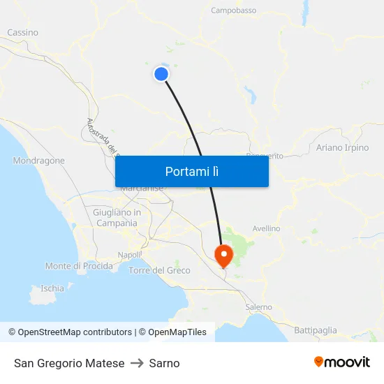 San Gregorio Matese to Sarno map