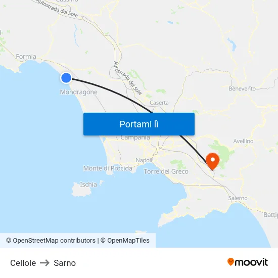 Cellole to Sarno map