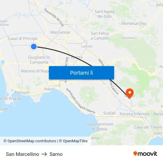San Marcellino to Sarno map
