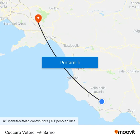 Cuccaro Vetere to Sarno map