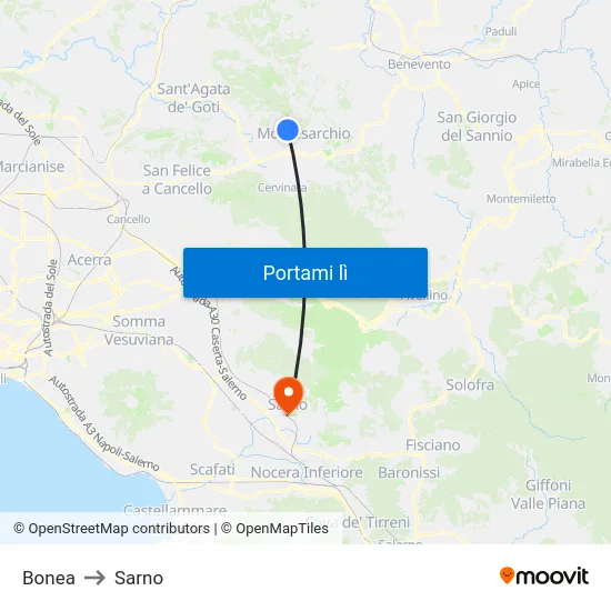 Bonea to Sarno map