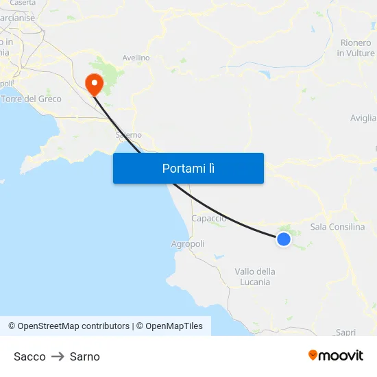 Sacco to Sarno map