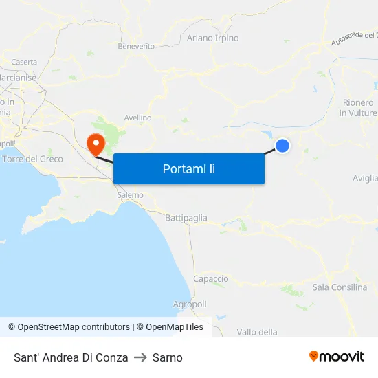 Sant' Andrea Di Conza to Sarno map