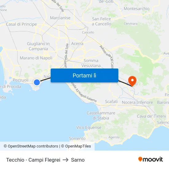 Tecchio - Campi Flegrei to Sarno map