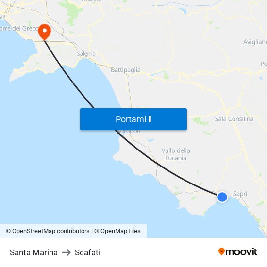 Santa Marina to Scafati map