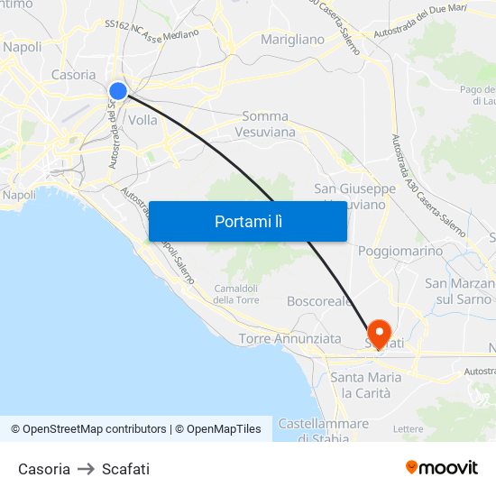 Casoria to Scafati map