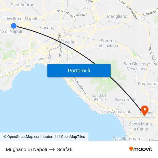 Mugnano Di Napoli to Scafati map