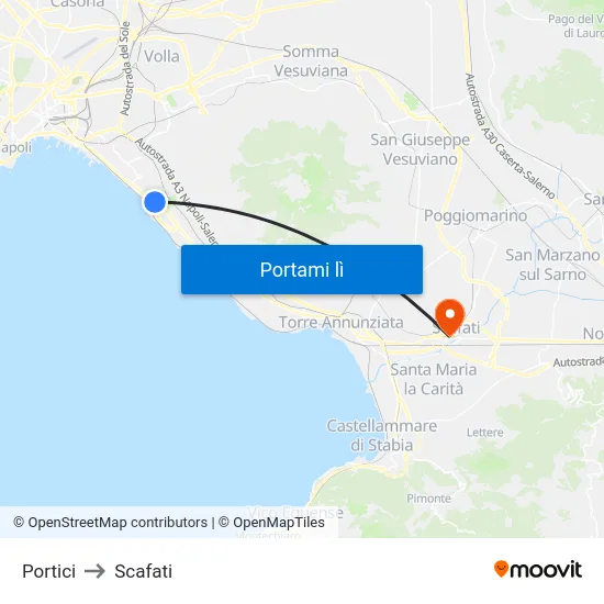 Portici to Scafati map