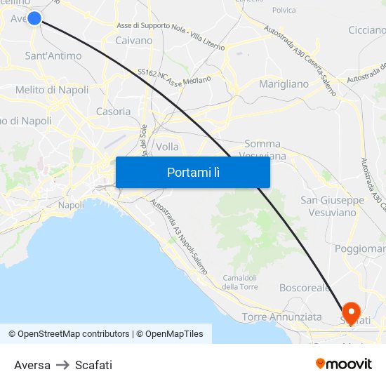 Aversa to Scafati map