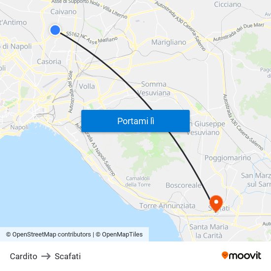 Cardito to Scafati map