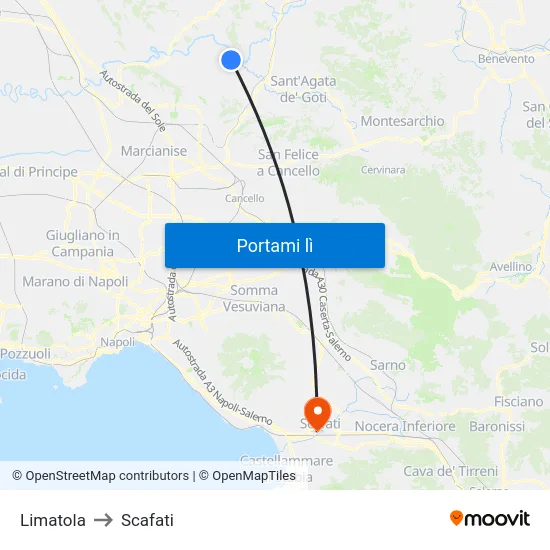 Limatola to Scafati map