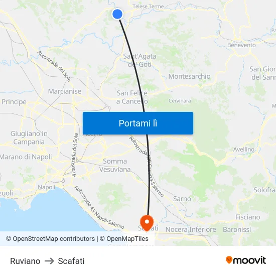 Ruviano to Scafati map