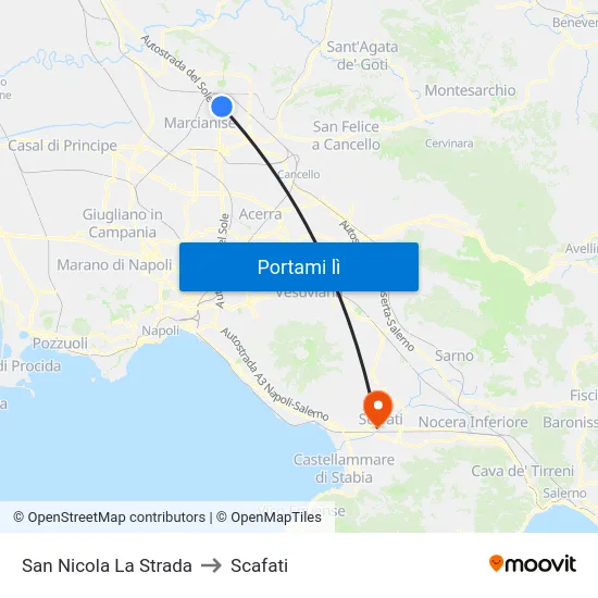 San Nicola La Strada to Scafati map