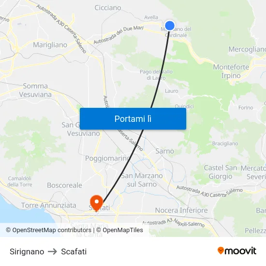 Sirignano to Scafati map