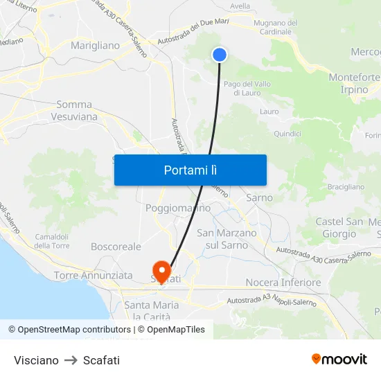 Visciano to Scafati map