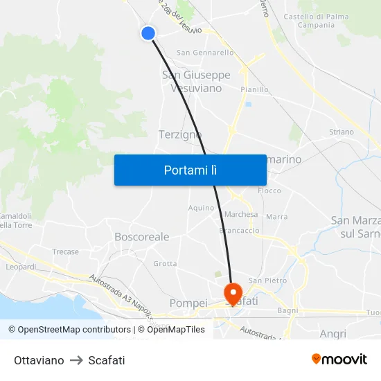Ottaviano to Scafati map
