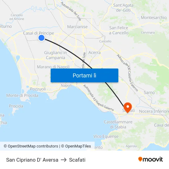 San Cipriano D' Aversa to Scafati map
