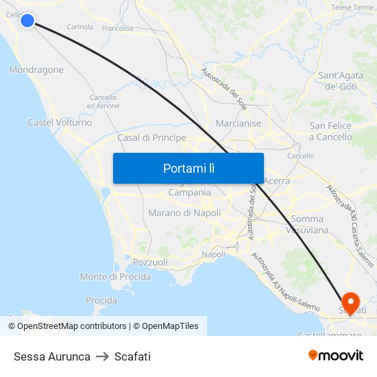 Sessa Aurunca to Scafati map